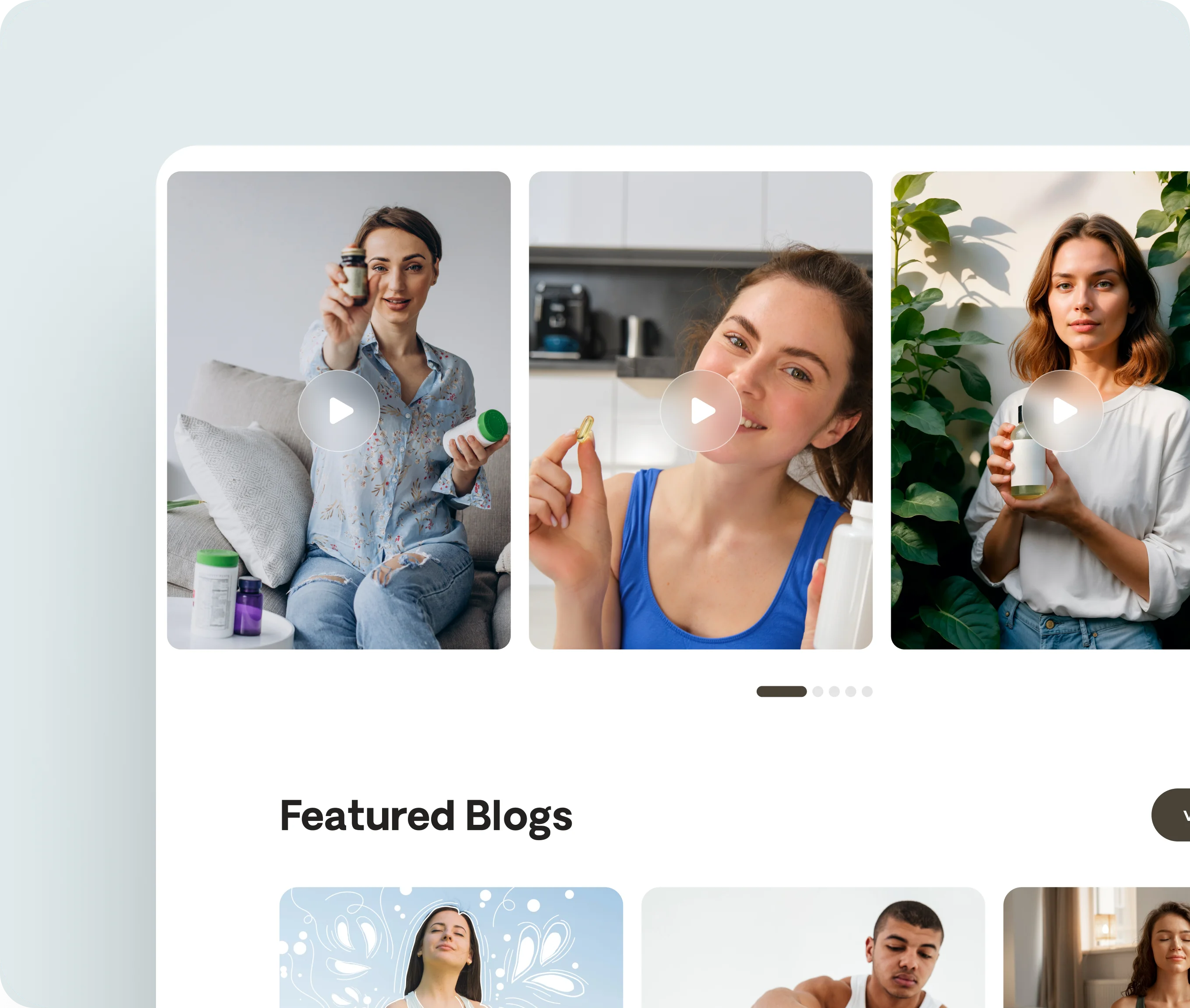 Tablet screen showing text: Design-Centric Kitchen Fixtures with a blue shop button.
