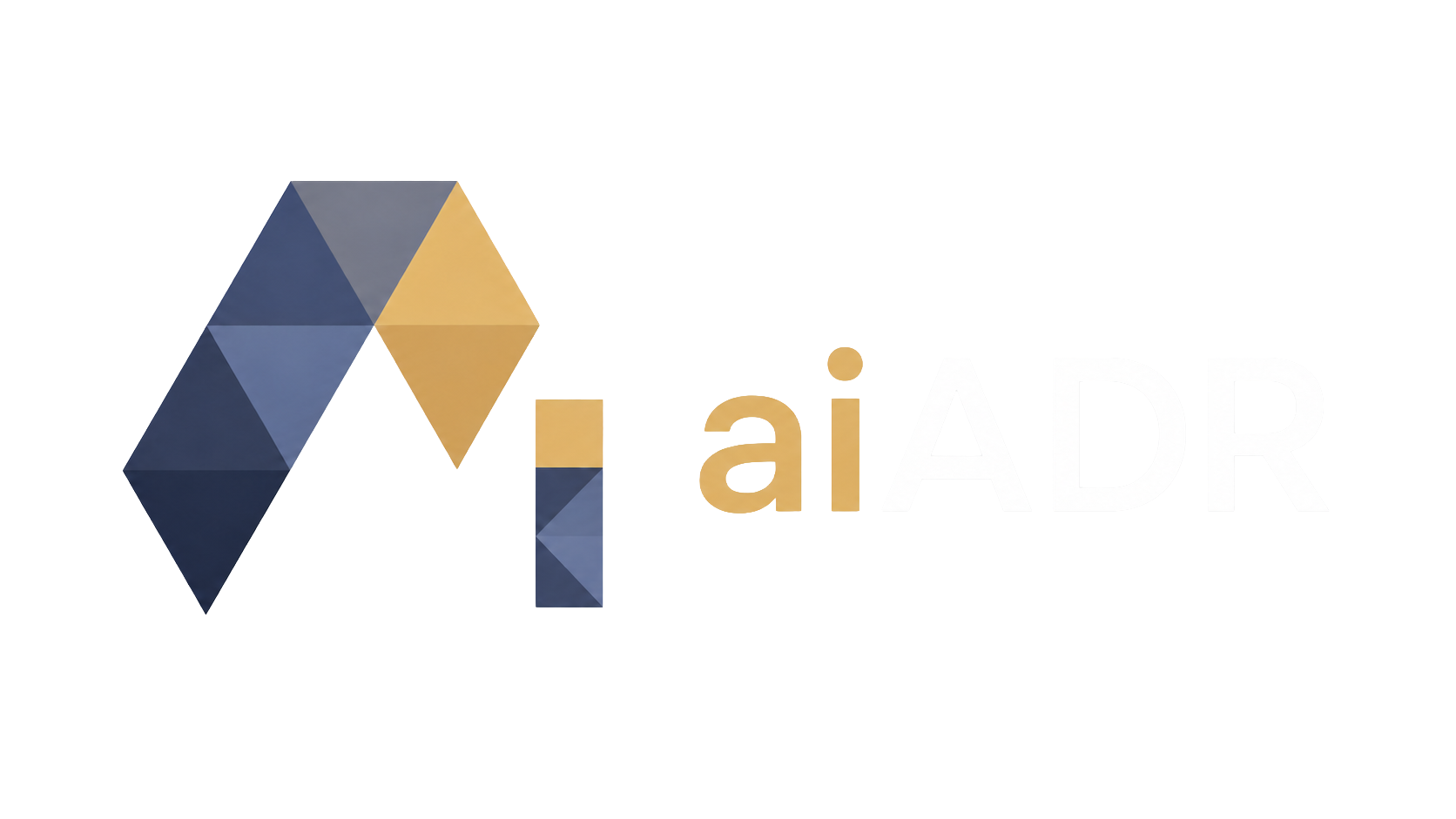 Logo with geometric shapes forming stylized 'ai' and the text aiADR in gold and white.