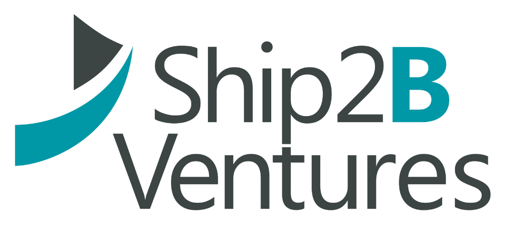 Ship2B Foundation logo with stylized blue and black symbol and text.