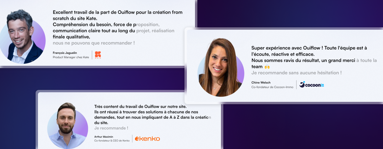 Exemples de témoignages clients Ouiflow