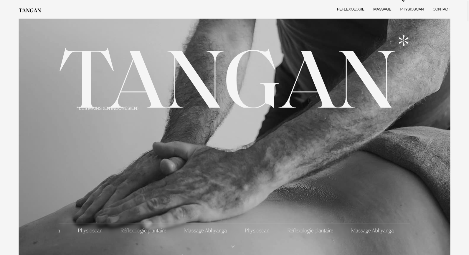 Tangan homepage with a massage illustration
