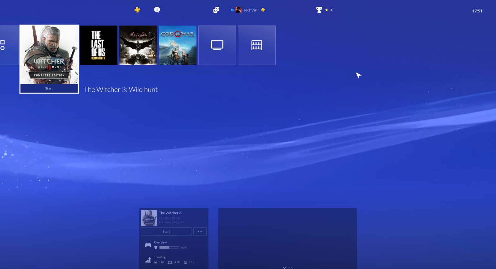 PlayStation homepage with the console interface