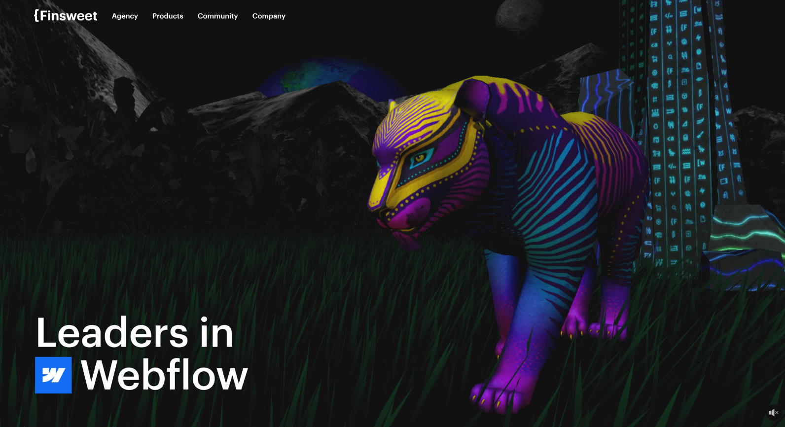 Finsweet homepage with a colorful panther