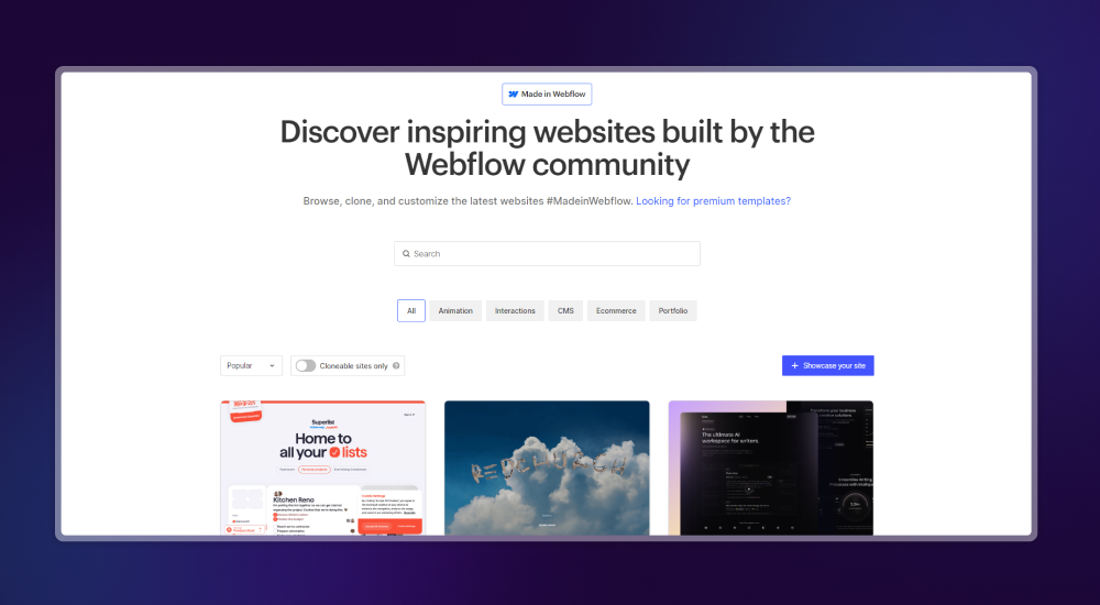 Plateforme Made in Webflow