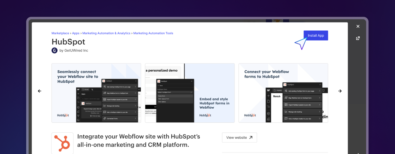 Bouton d'installation Hubspot