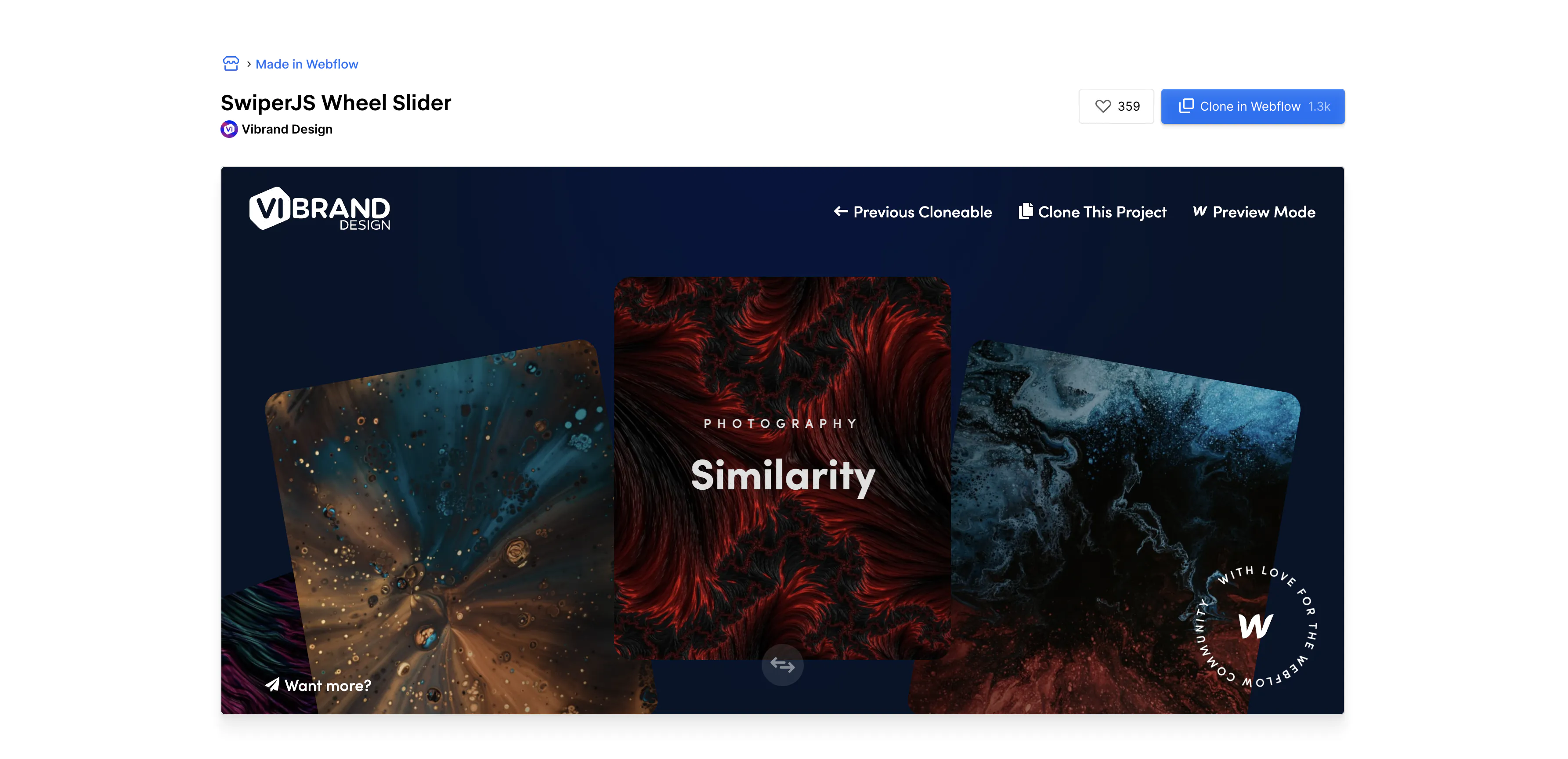 CMS Swiper.js Wheel Slider by Vibrand Design, Master Swiper.js, 5 outstanding projects to clone for your Webflow site