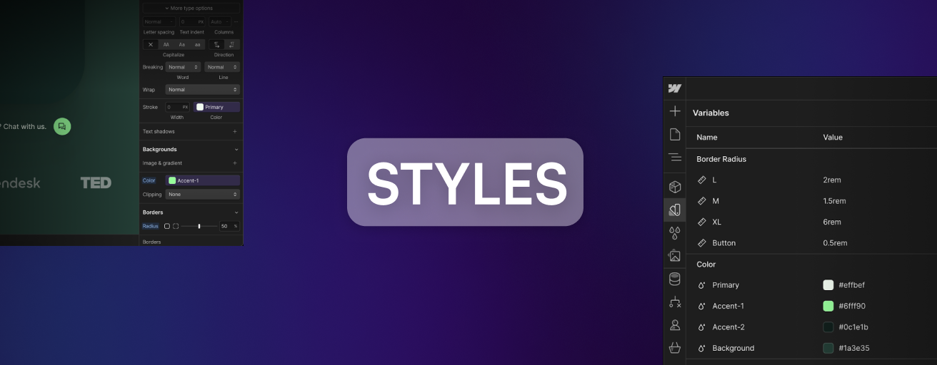 Les nouvelles propriétés Styles dans Webflow