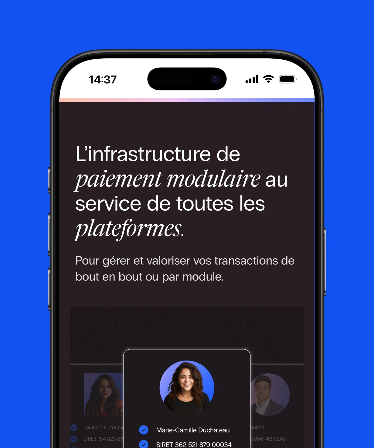 Site 1P6 affiché sur mobile