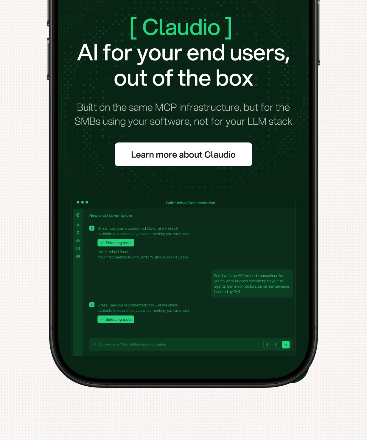 Autre page du site Chift sur mobile