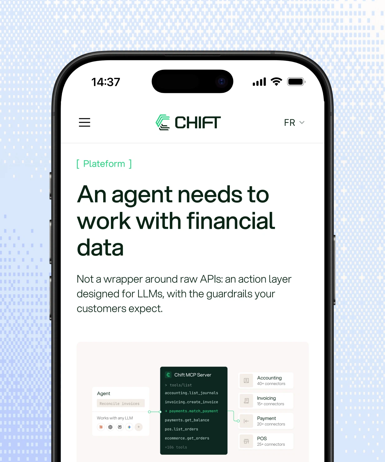 Site Chift affiché sur mobile