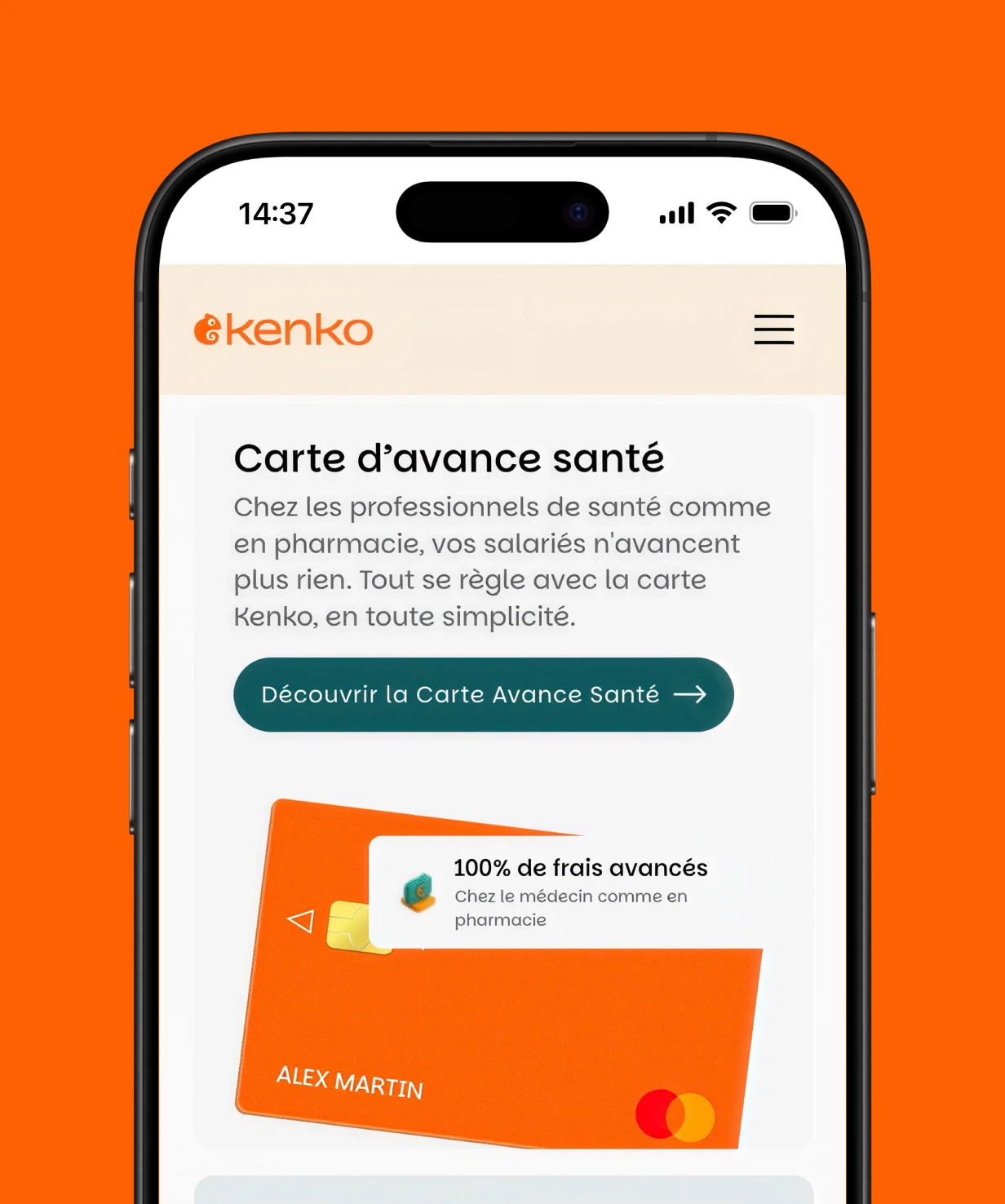 Site Kenko affiché sur mobile