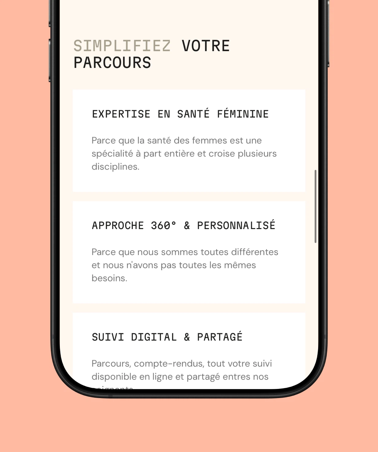 Autre page du site Celene sur mobile