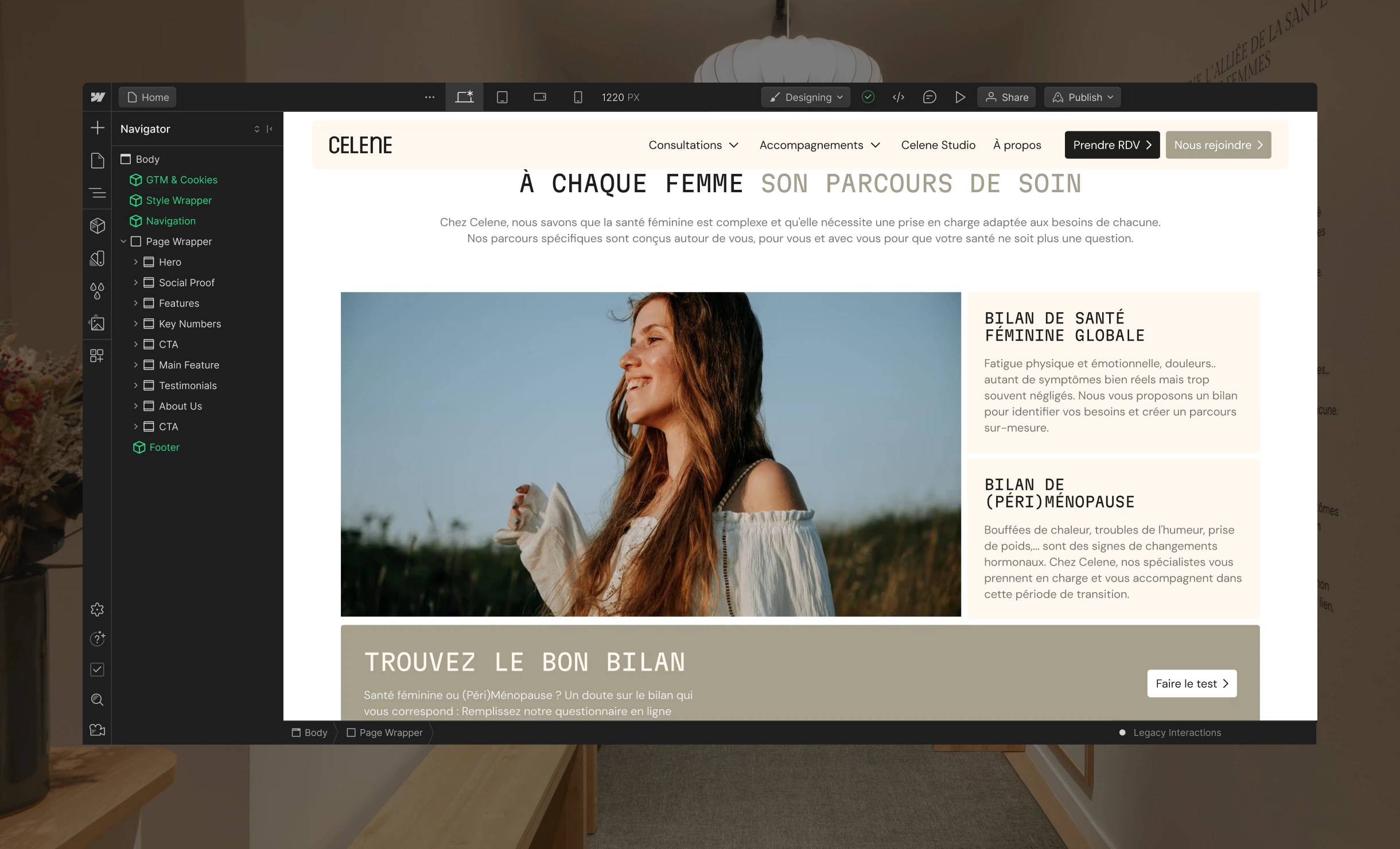 Page d'accueil du site Celene