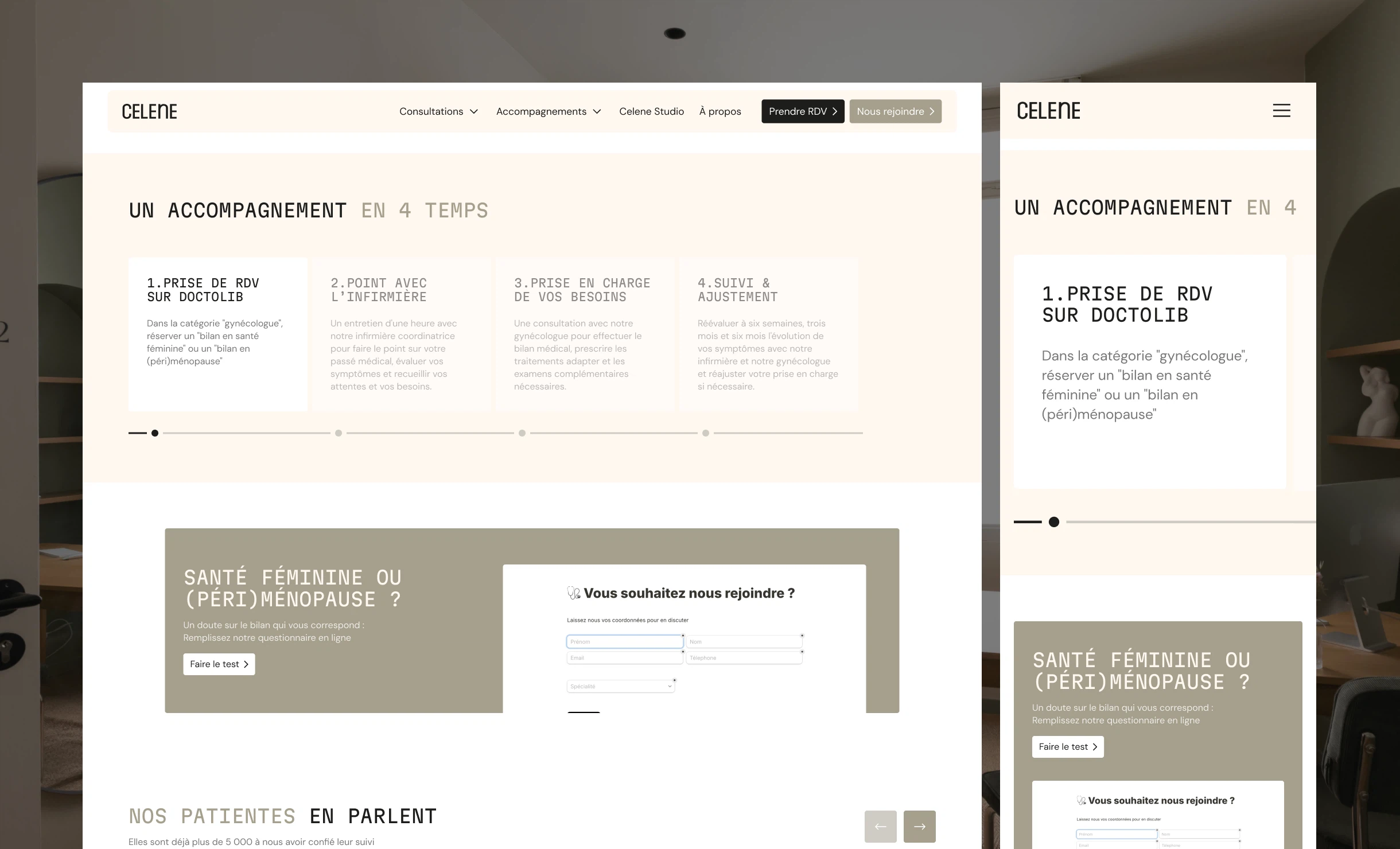 Vue d'ensemble des pages du site Celene