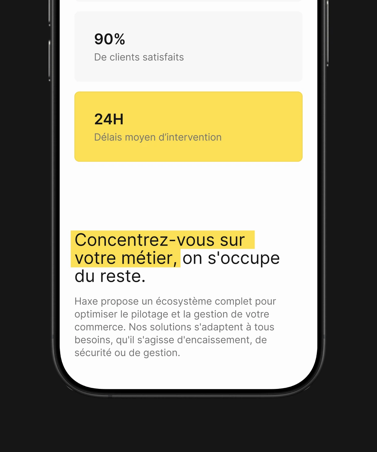 Autre page du site Haxe sur mobile