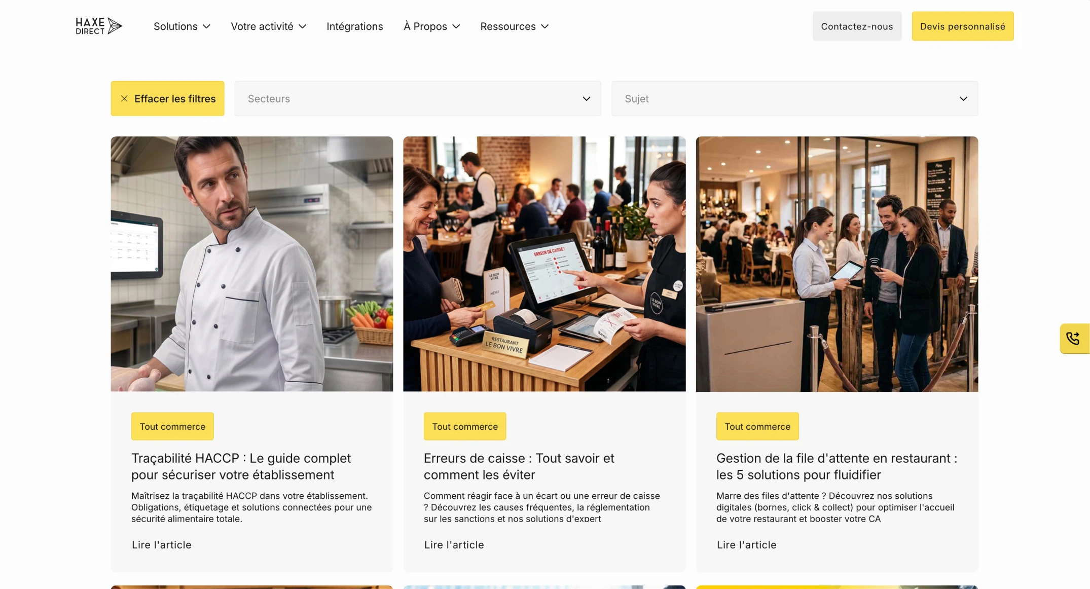 Section du site Haxe réalisée sur Webflow