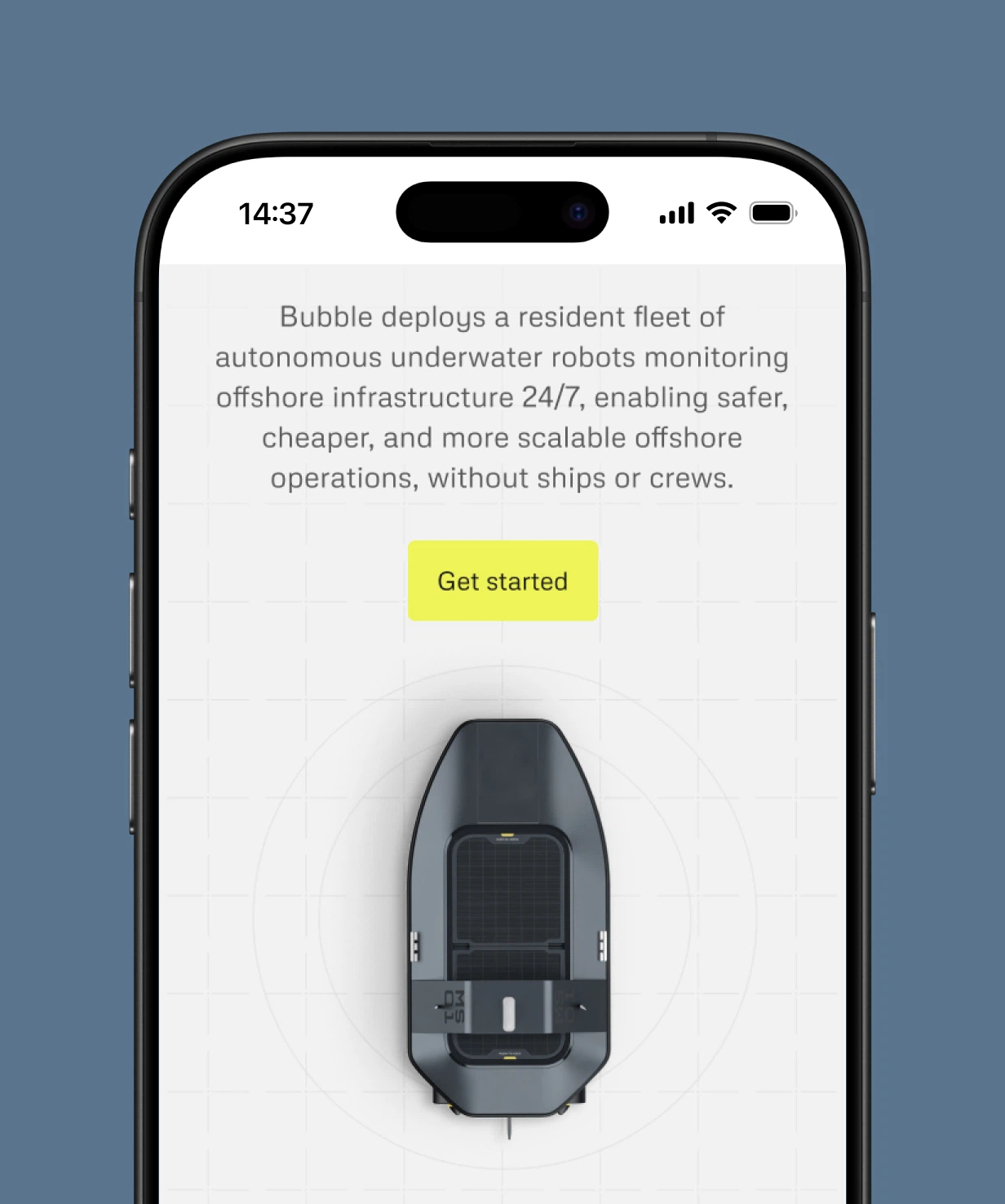 Site Bubble Robotics affiché sur mobile
