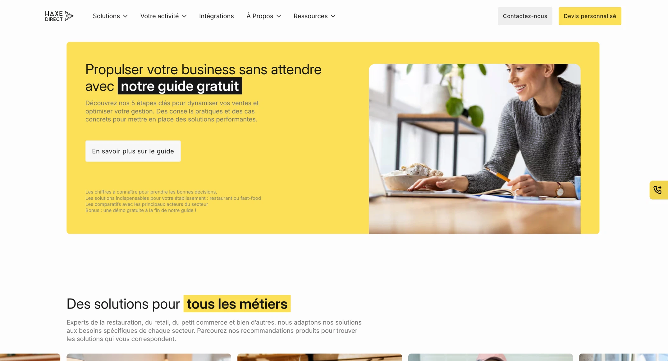 Page intérieure du site Haxe