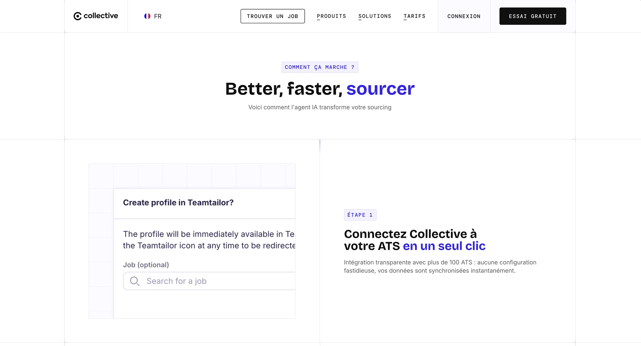 Section du site Collective réalisée sur Webflow