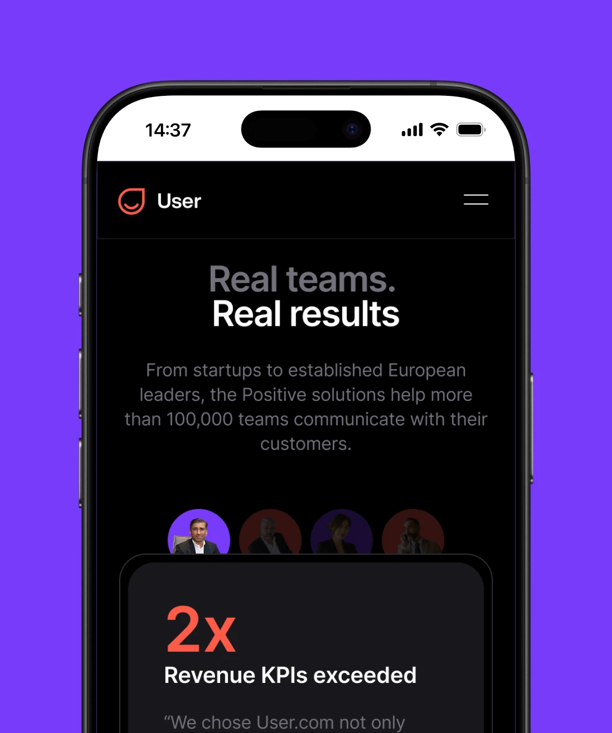 Site User.com affiché sur mobile