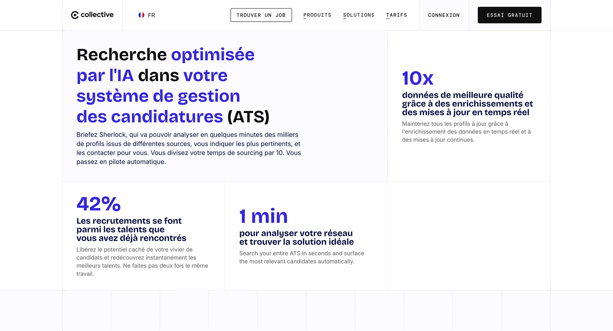 Page intérieure du site Collective