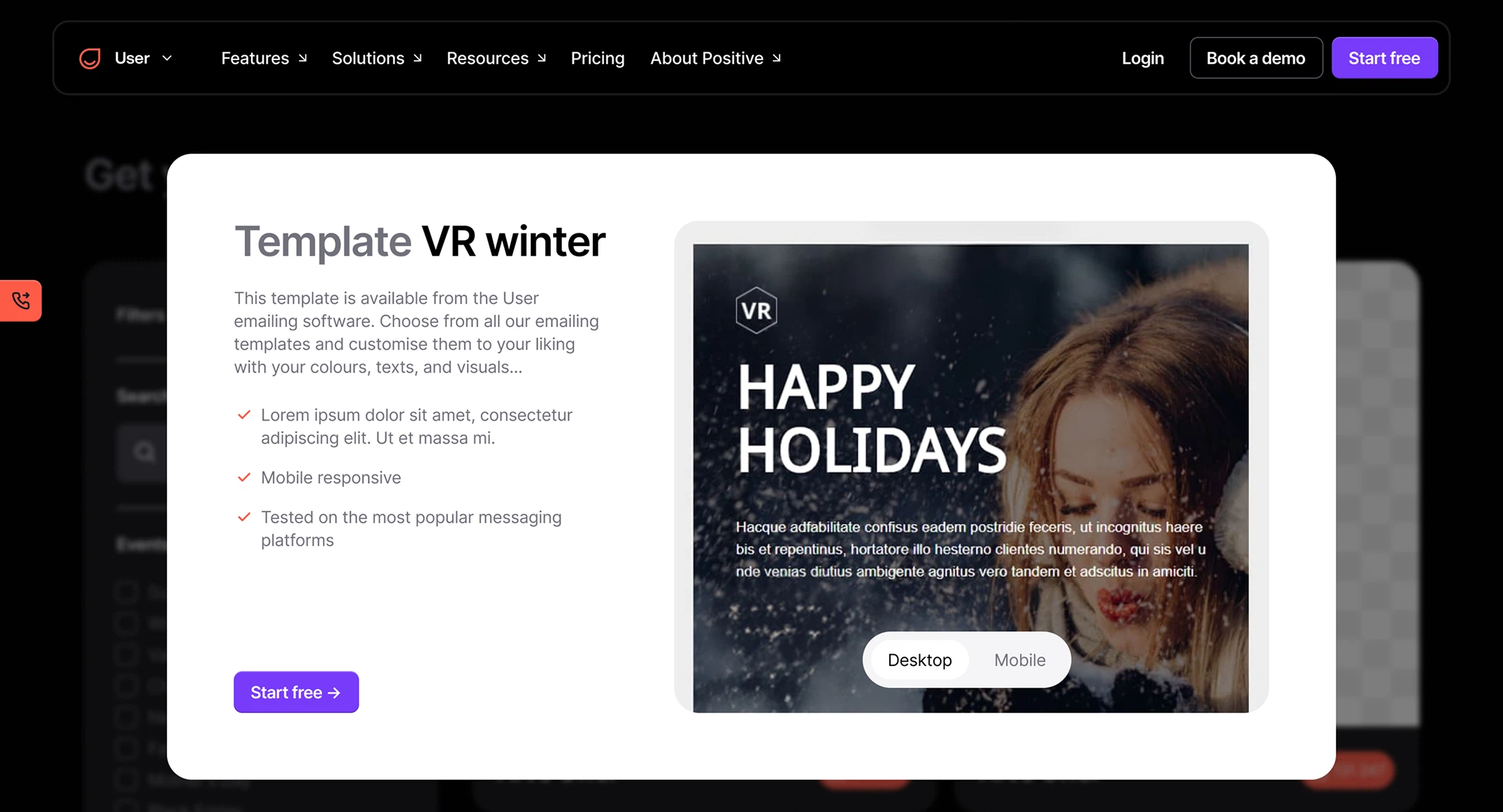 Section du site User.com réalisée sur Webflow