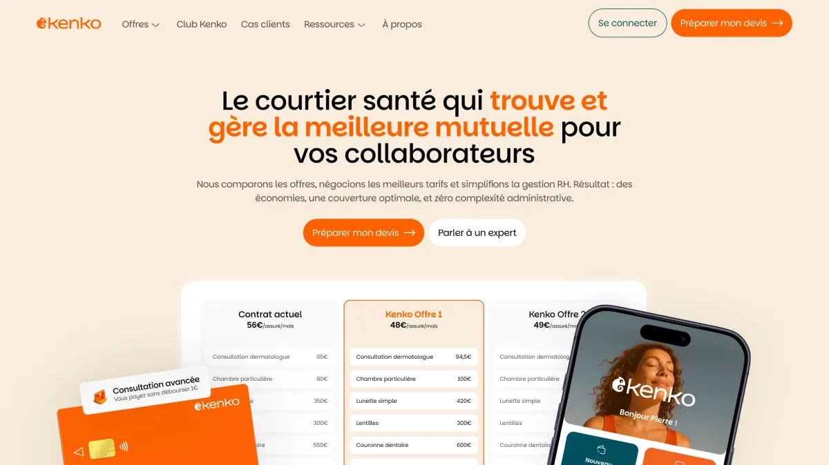 Aperçu du site Kenko réalisé par Ouiflow