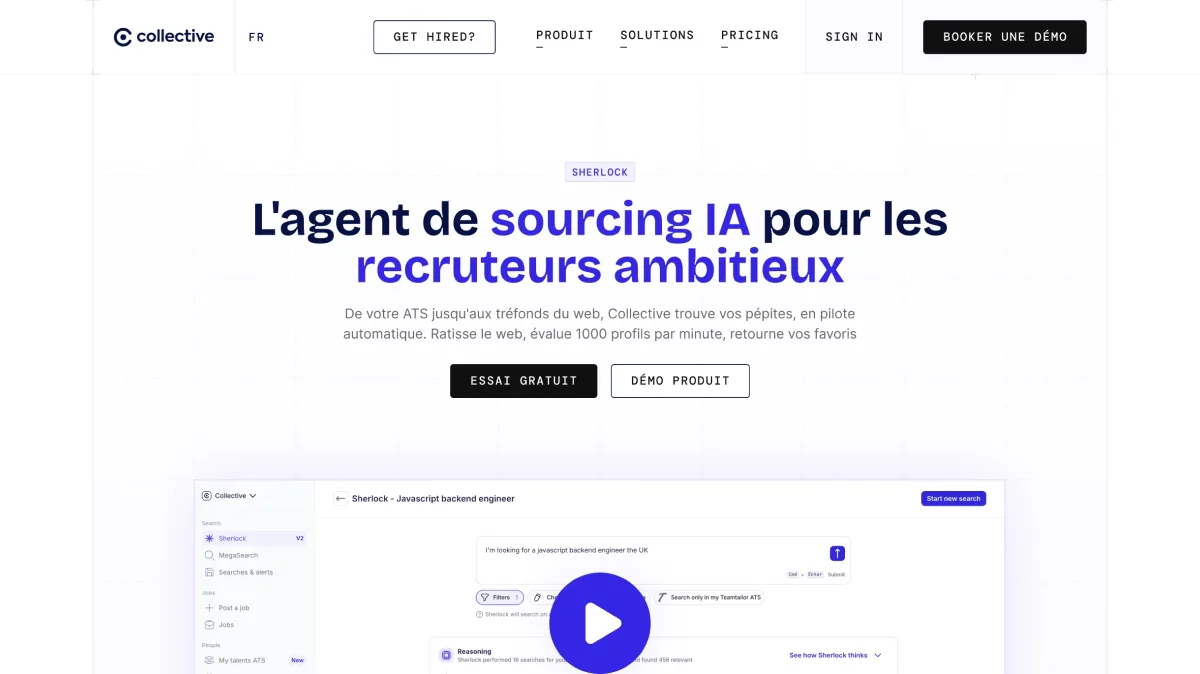 Aperçu du site Collective réalisé par Ouiflow