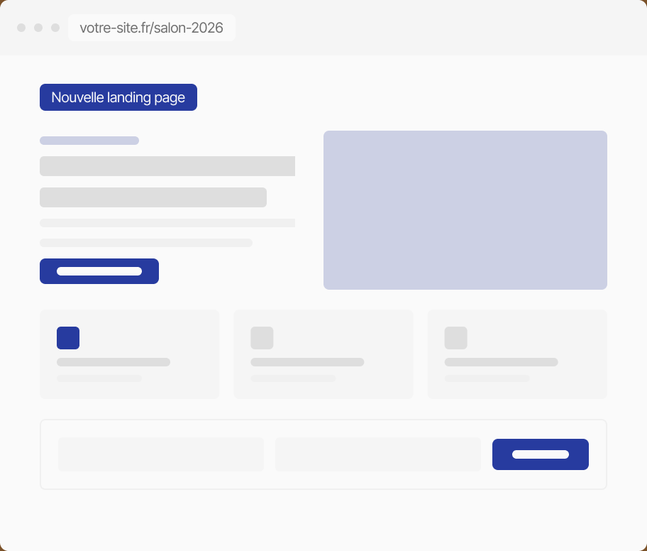 Maquette d'une nouvelle landing page pour un salon, livrée pendant un sprint weFlow