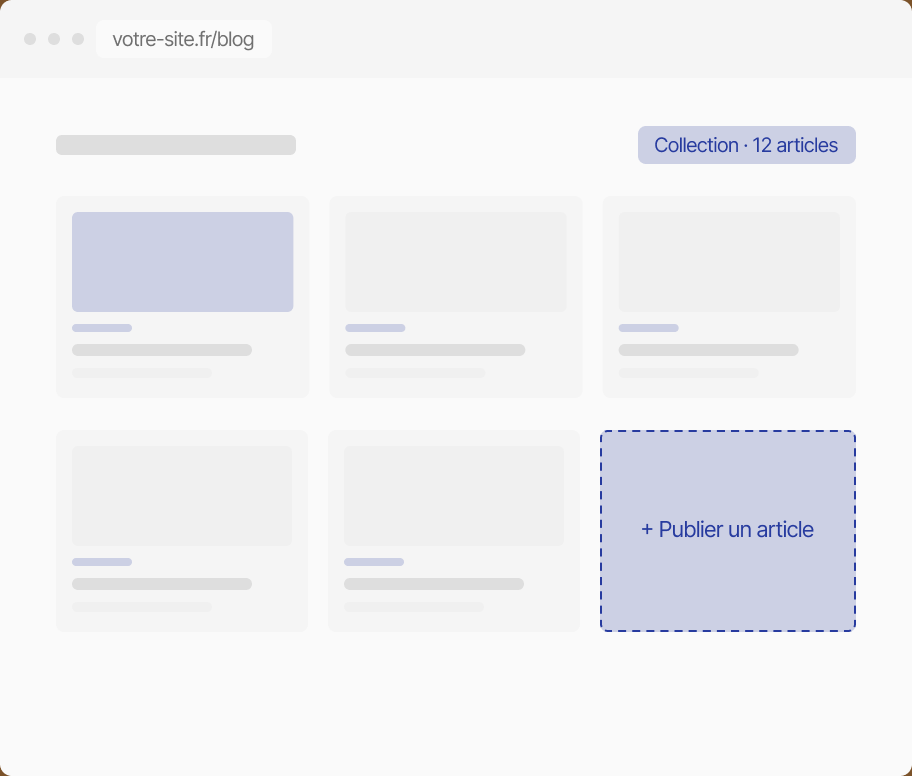 Grille d'articles d'un blog géré dans une collection CMS Webflow