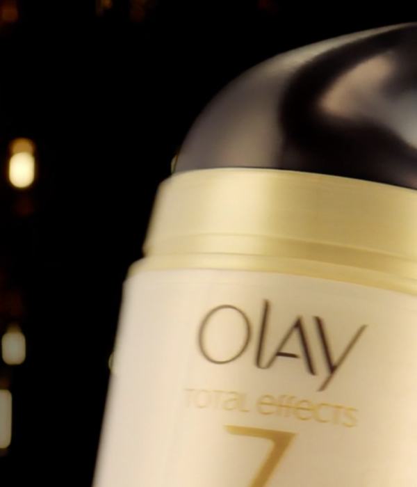 Packshot of Olay product on black background