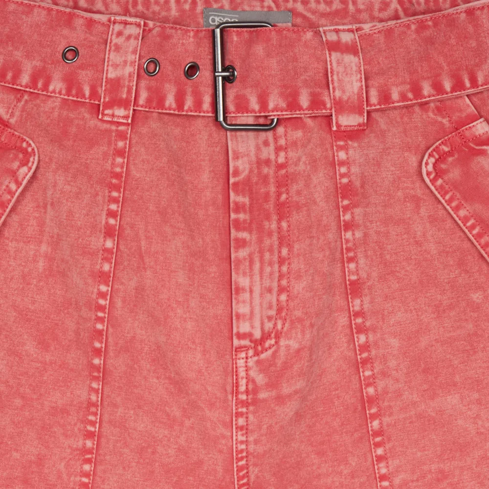 Close up of red jeans sold by Asos - eCommerce photography