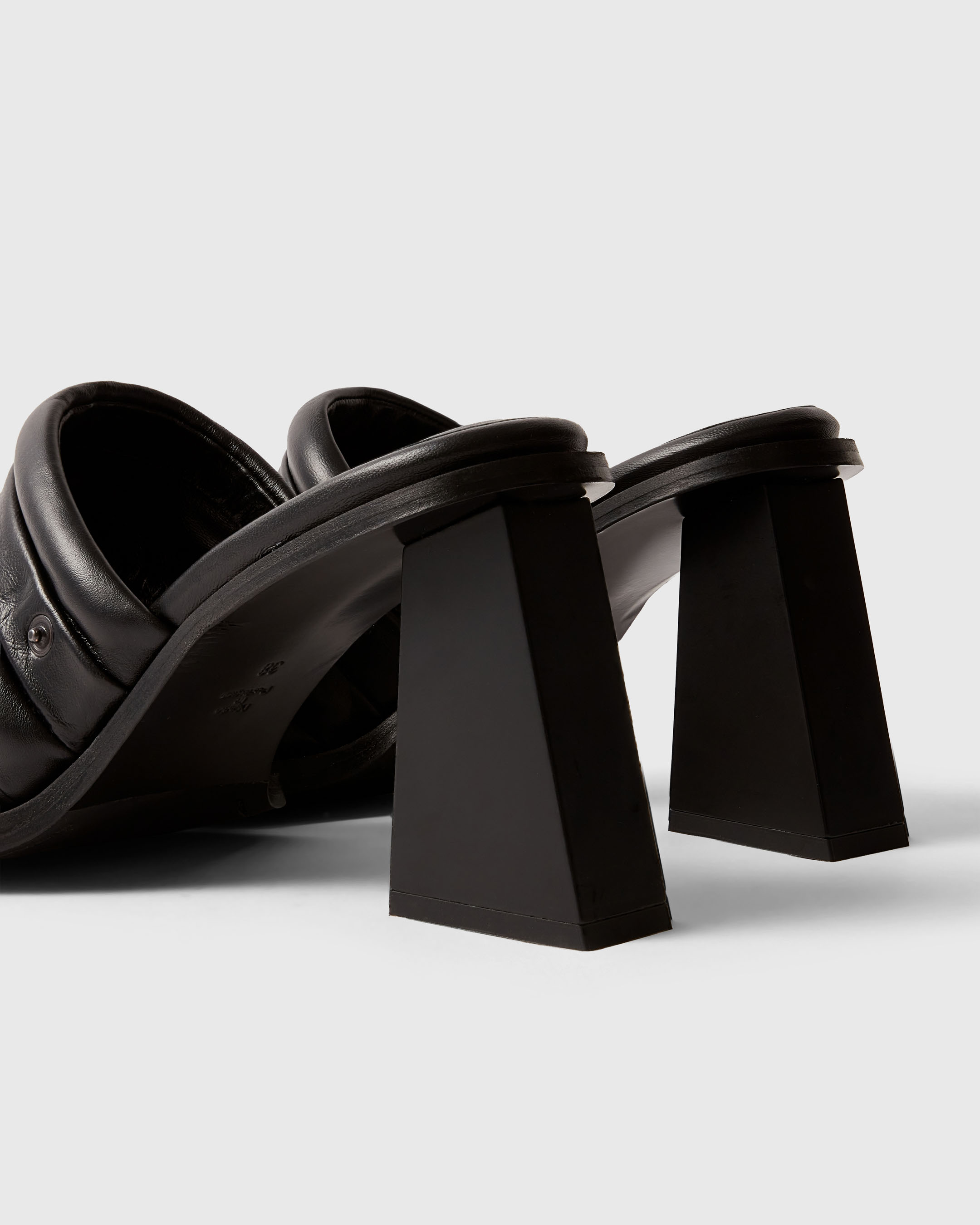 Detail shot of the Farrago mule heel