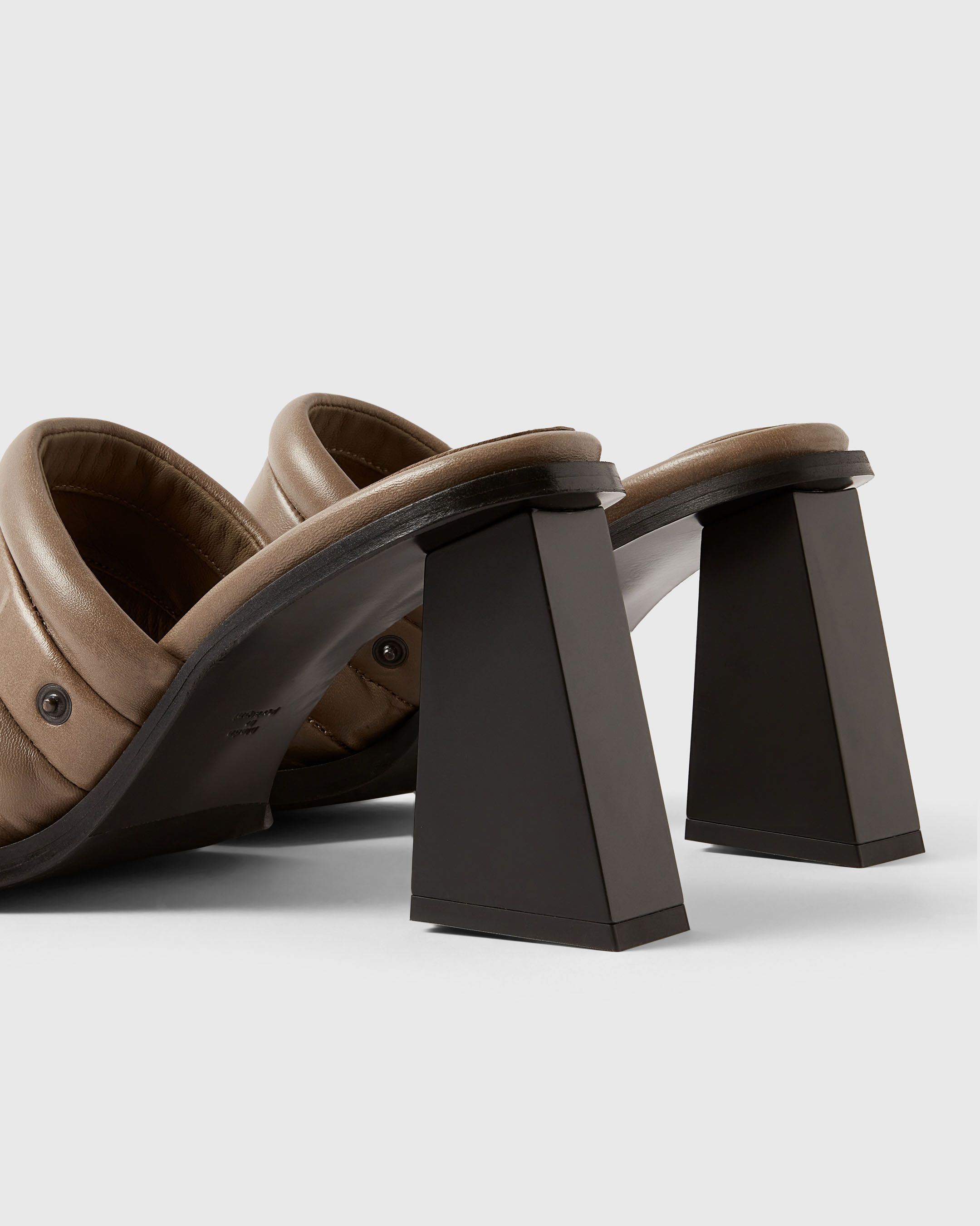 Detail shot of the Farrago mule heel