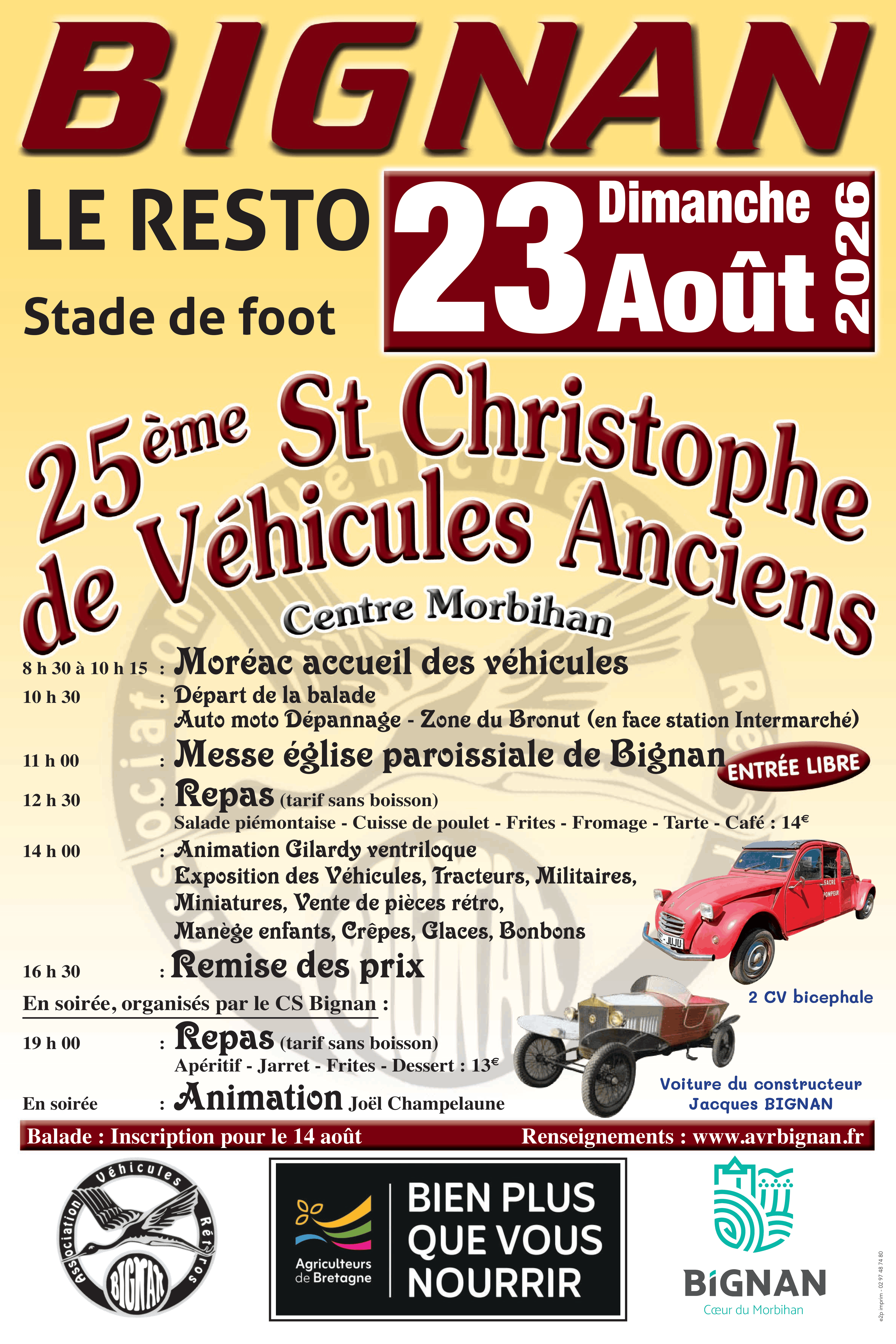 La Saint Christophe des véhicules anciens dans le bourg de Bignan
