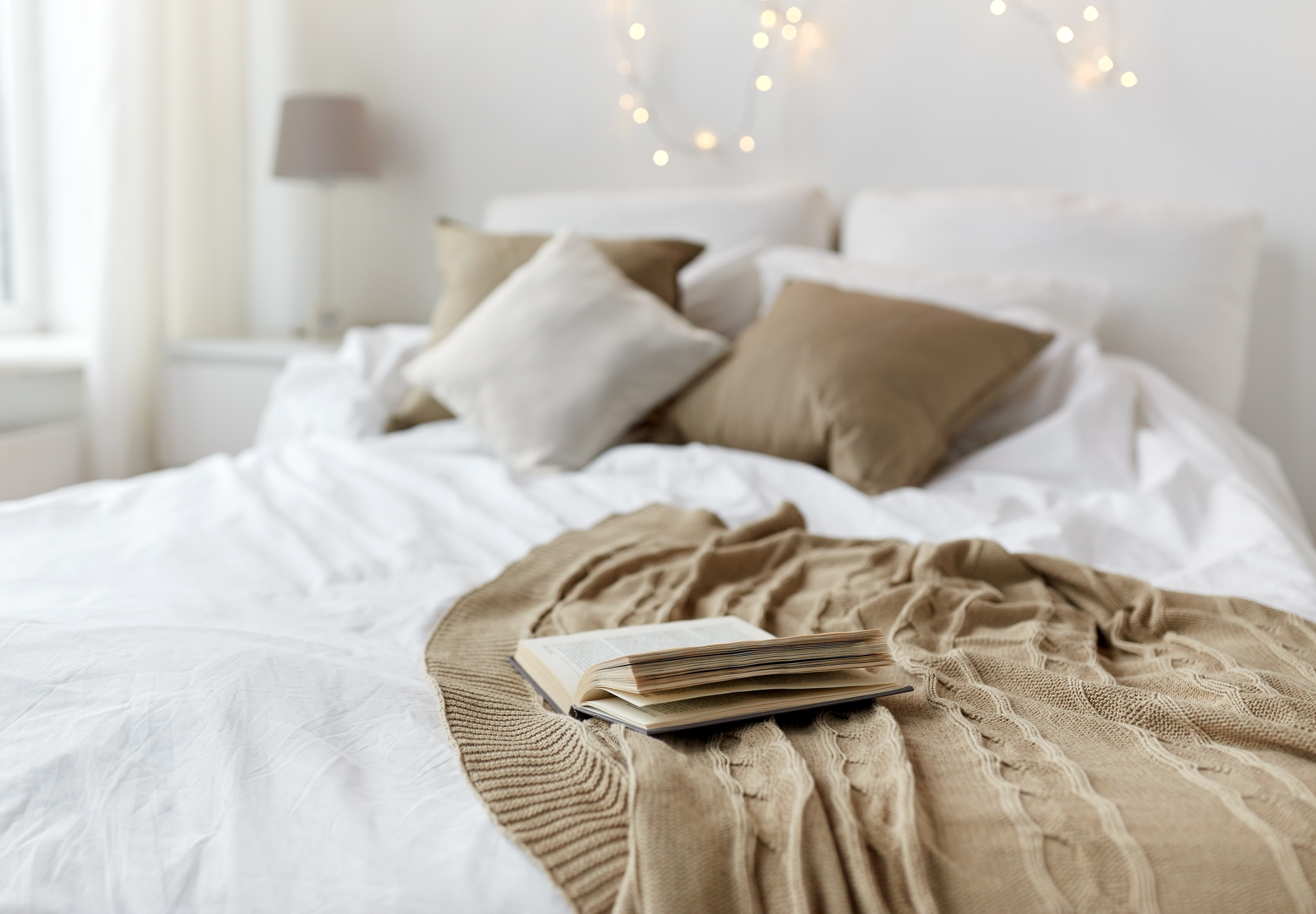 Bed with decor stock image