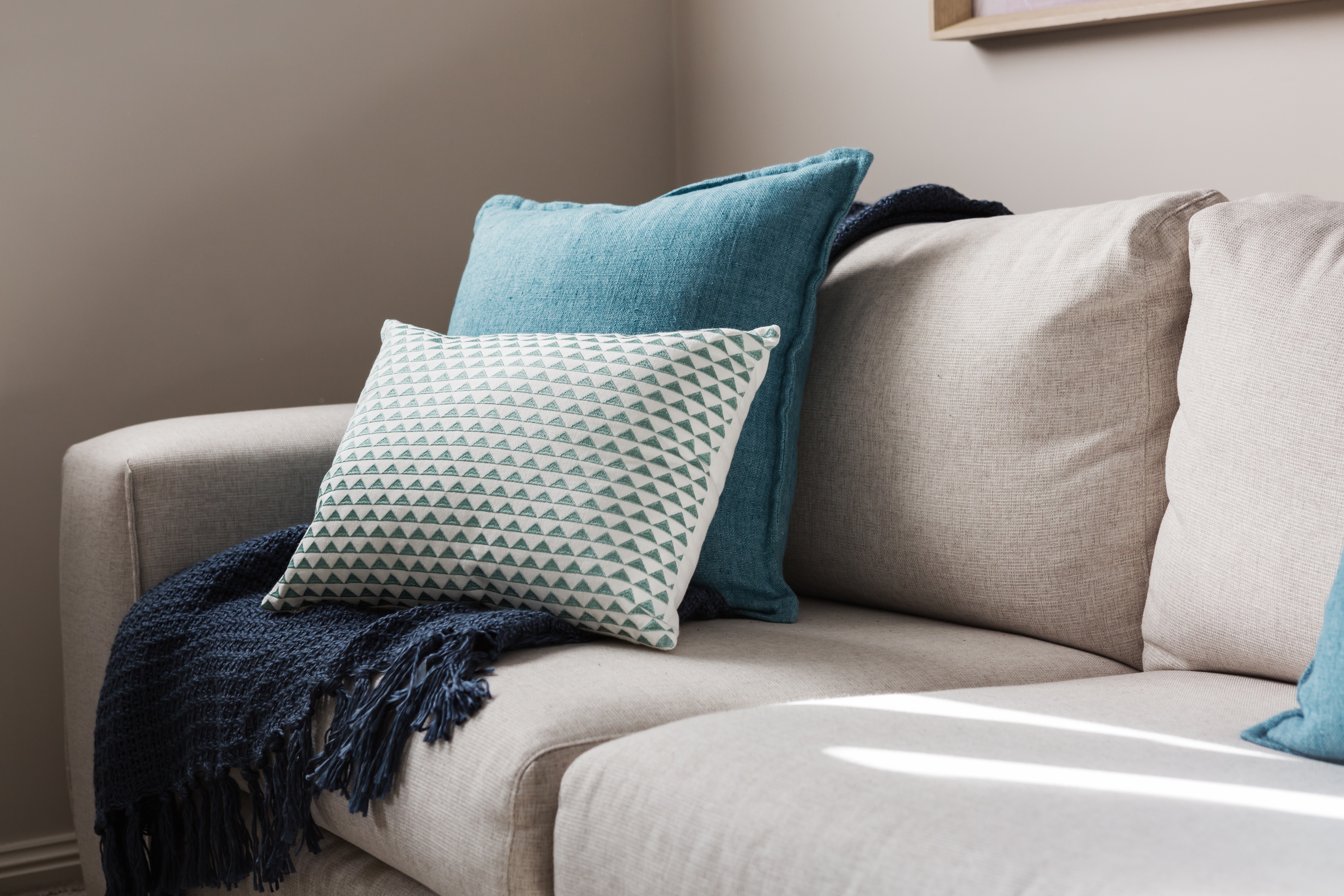 Couch with pillows stock image