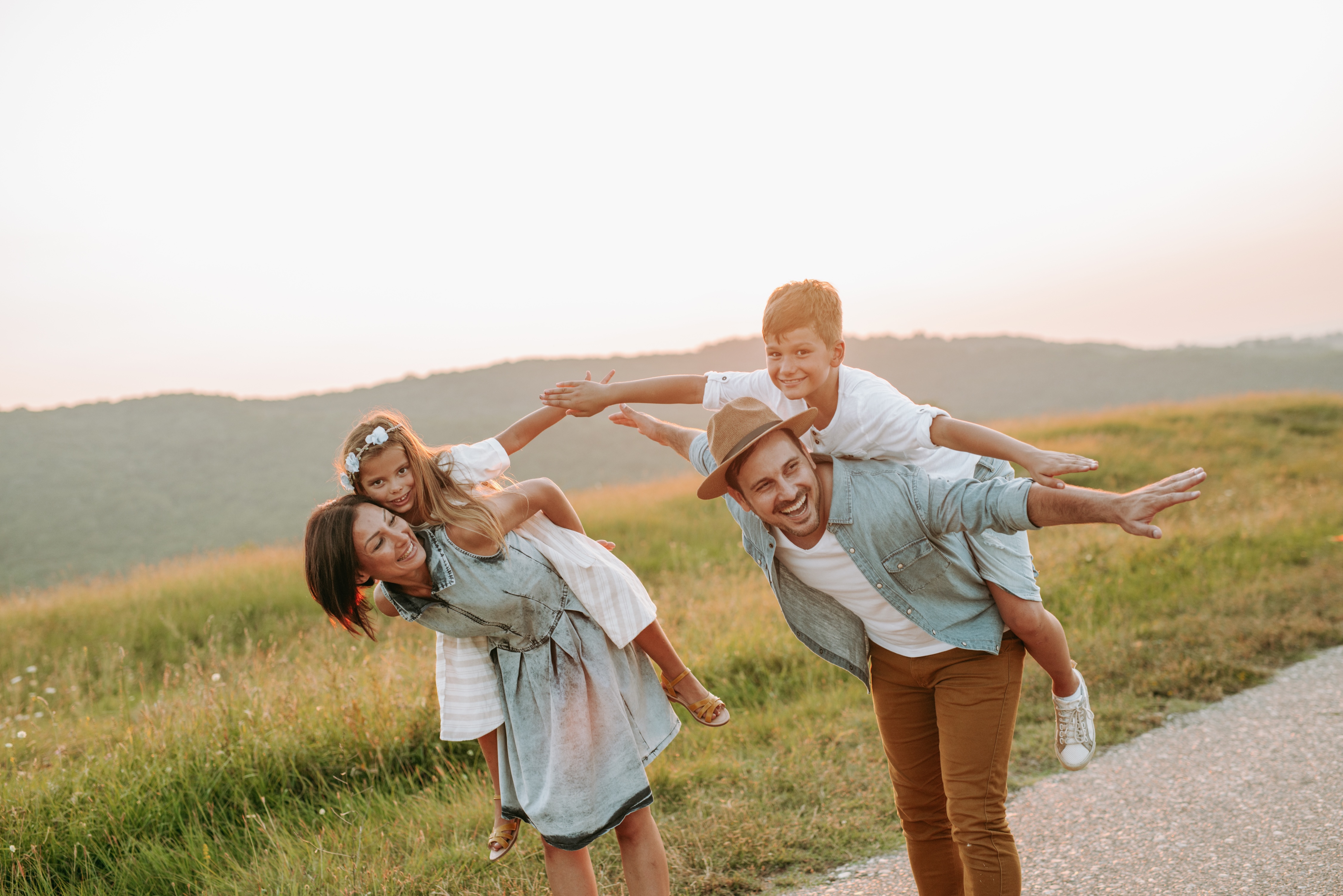 Family outside stock image
