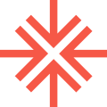 Red compass star icon on a dark background