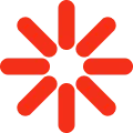 Orange starburst icon on a dark background