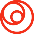 Red spiral swirl award icon on a dark background