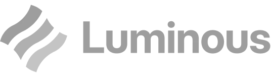 Luminous logo with a wave icon on a dark background