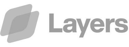 Layers logo with a geometric folded icon on a dark background