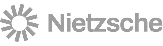 Nietzsche logo with a starburst icon on a dark background