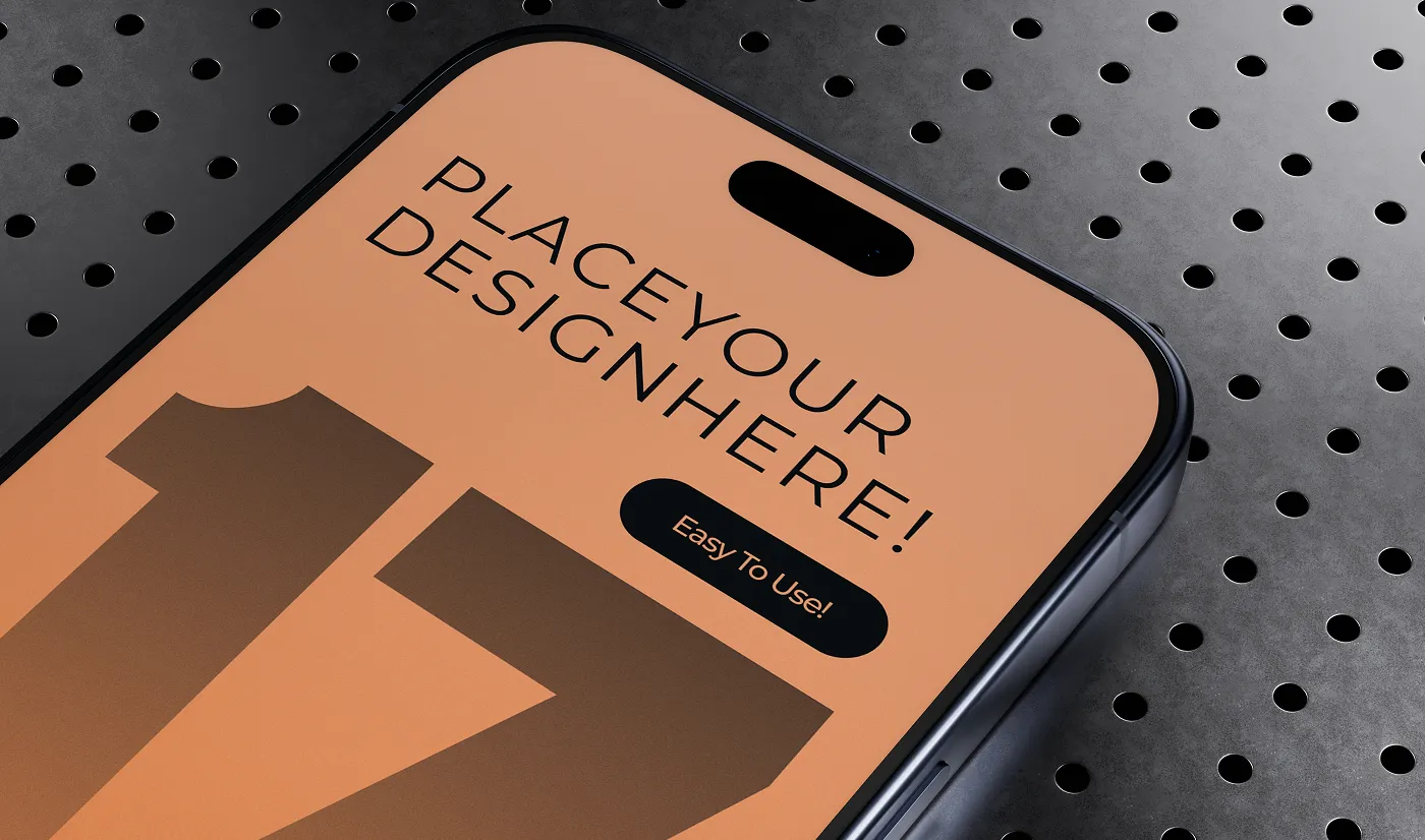 Business card mockup with a "Place Your Design Here" placeholder on a wooden surface