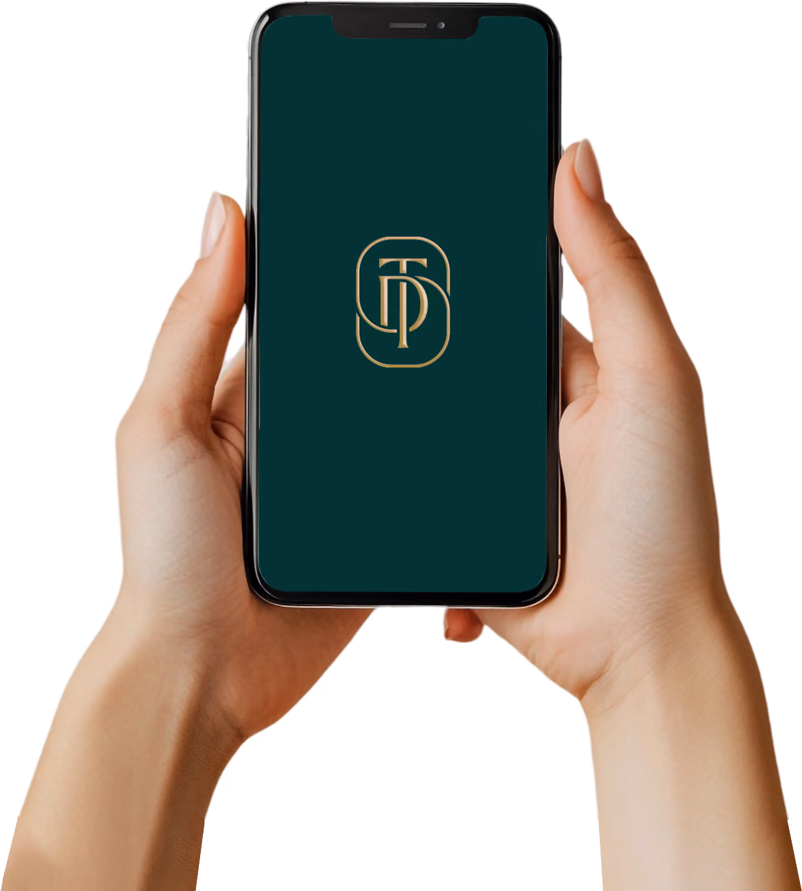 Zwei Hände halten ein iPhone welches die App von Tanzschule Dietrich zeigt.