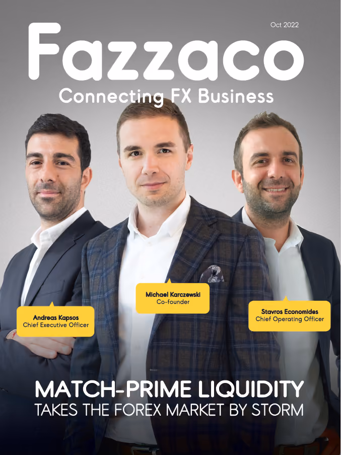 Fazzaco magazine cover, October 2022, featuring three Match-Prime executives