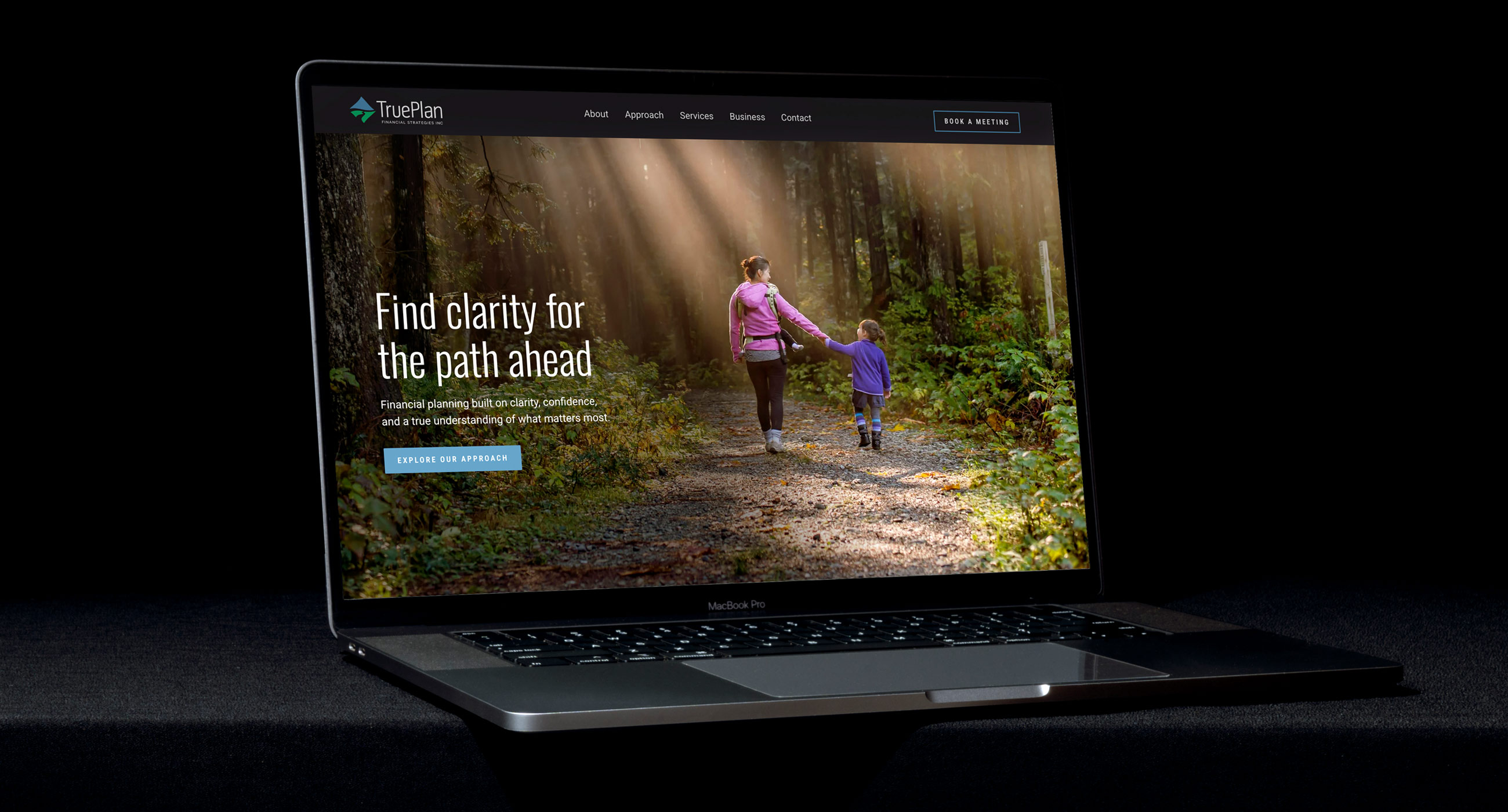 TruePlan Financial website on a laptop.