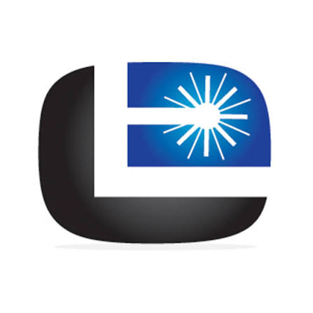 Schwarzes und blaues Logo mit einem stilisierten Sonnenstrahl in der blauen Ecke.