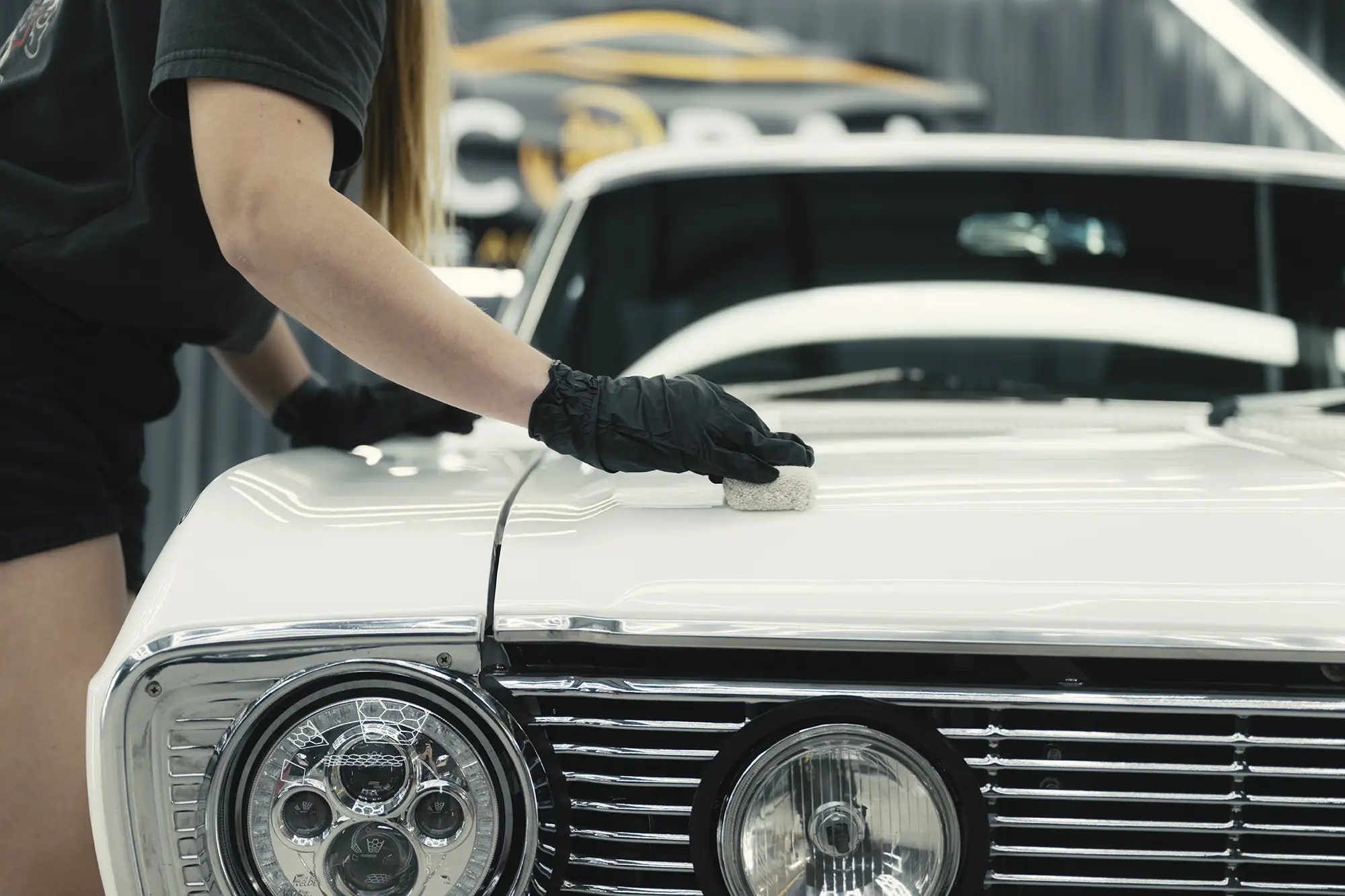 Crystal Serum being applied to a classic car
